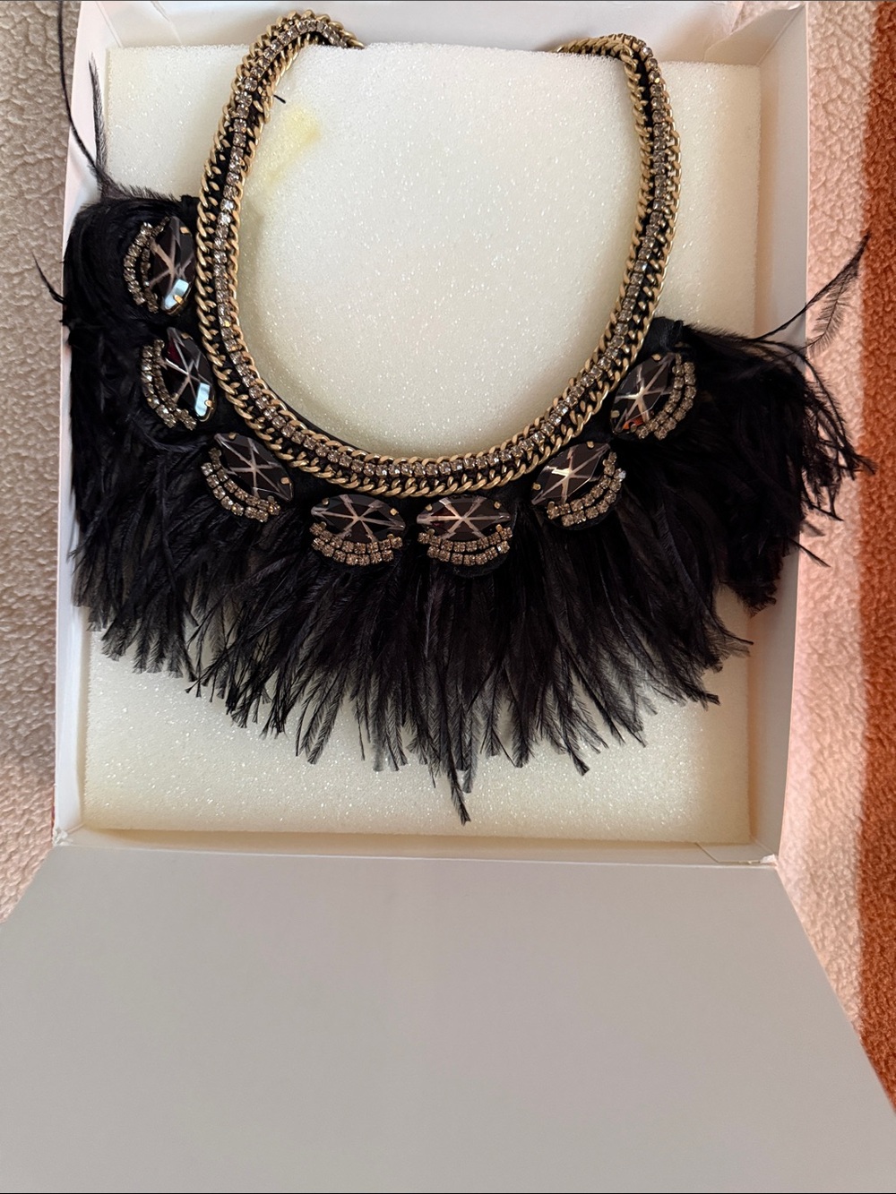 Stella and Dot Feather and Crystal Statement Necklace